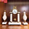 Đồng Hồ Cột Trắng Tân Cổ Điển Pháp 3 Món Sang Trọng